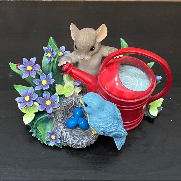 Charming Tails Fitz and Floyd Expecting A Miracle Mouse Bird Flowers Figurine - Picture 7 of 16